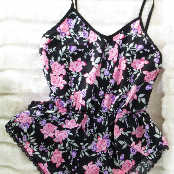 Jessica Vintage Floral Satin Teddy Romper Panties M/L - Picture 6 of 10